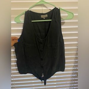 Grey tank top with tie bottom